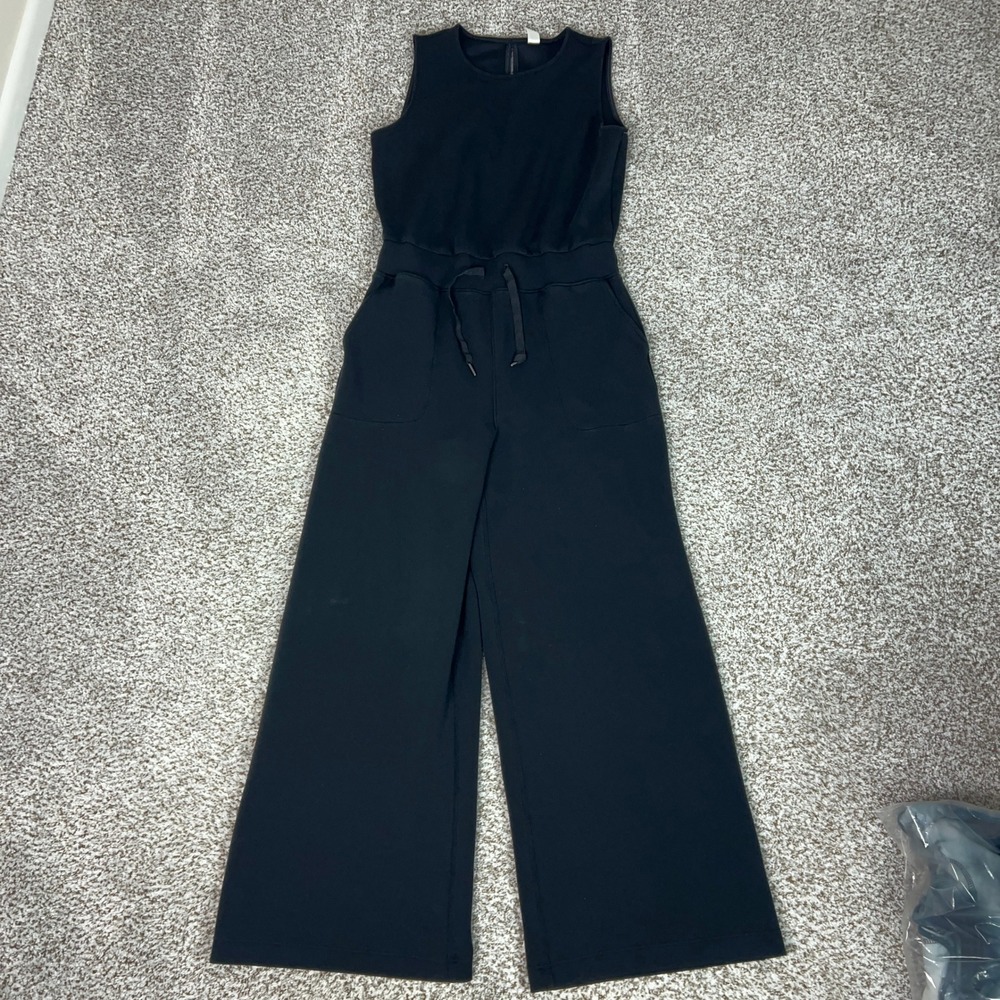 SPANX Jumpsuit Womens L Black Wide Leg Air Essentials Sleeveless Casual Lounge